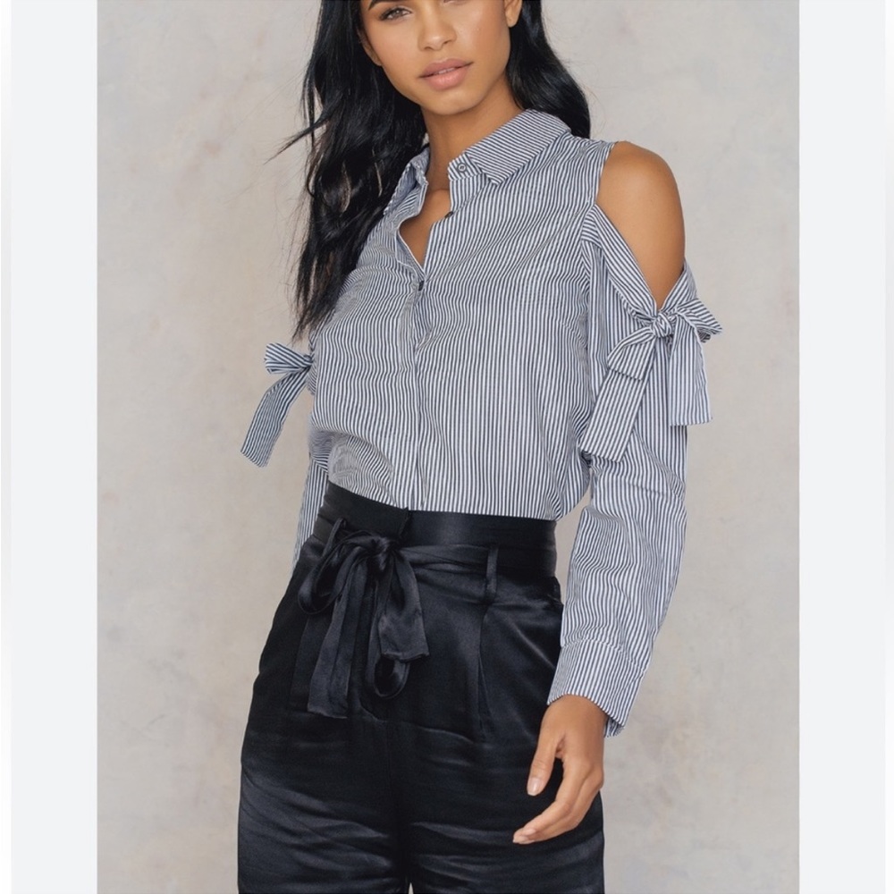 Donna Karan New York Women Tops Button Down Shirts, cold shoulders top, size M